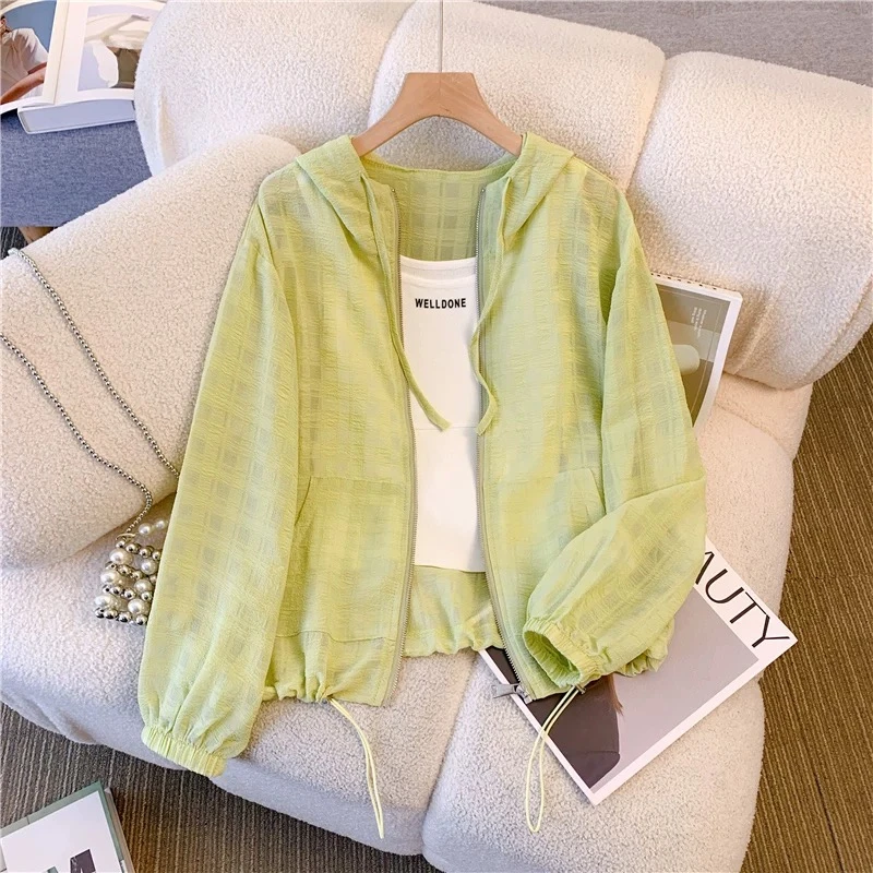 2025夏季新款连帽开衫防晒衣女小个子薄款外套宽松户外透气防晒服