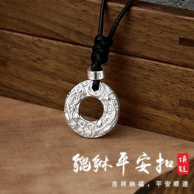 吊坠足银 足银999挂坠貔貅吊坠男纯银项链护身符生日礼物送男友
