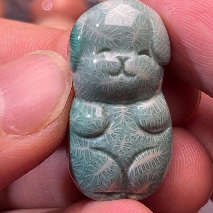 玛瑙/玉髓未镶嵌挂坠硅化玉 绿色系虫纹 福利款