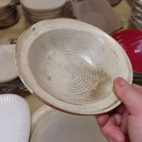 瓷片微瑕粗陶草帽深盘两个一组