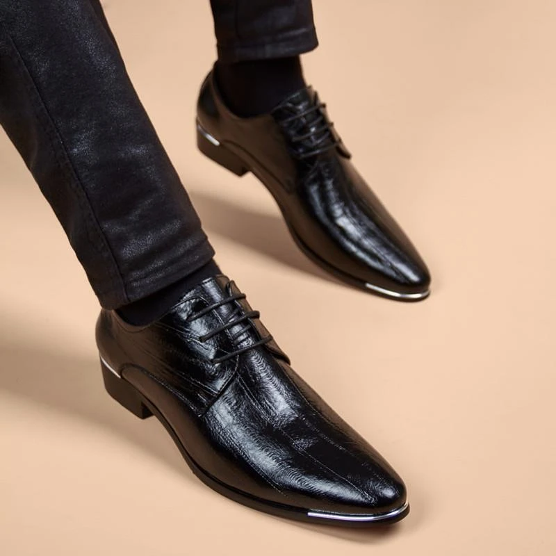 【香港DcSU&Shoes官方正品】尖头内增高真皮青年韩版潮流软底皮鞋