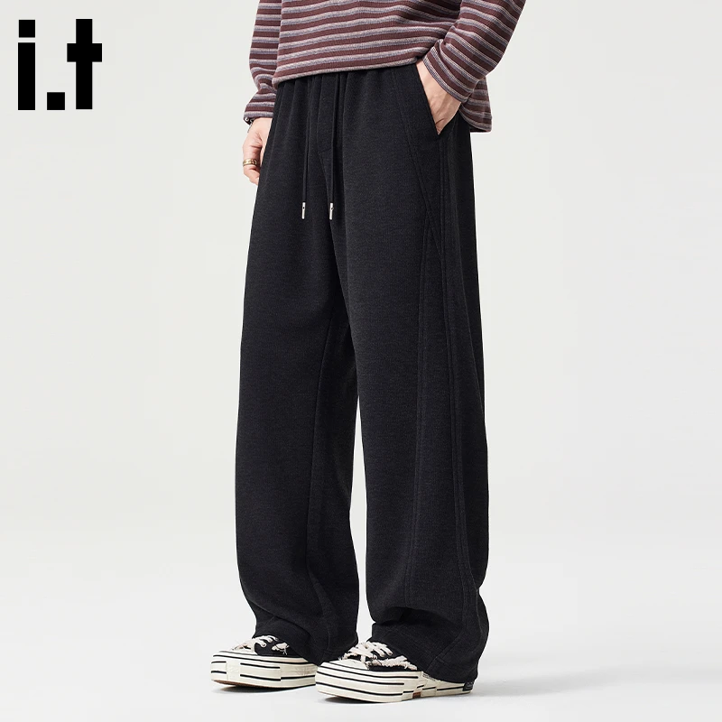 i.t:CHOCOOLATE灯芯绒休闲裤男士秋冬宽松百搭复古高级感直筒长裤