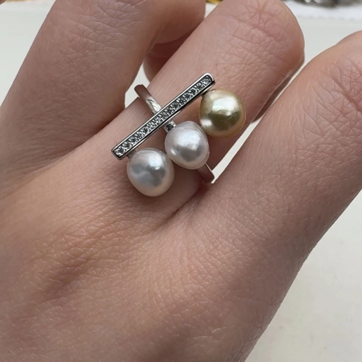 海水珍珠戒指银S925镶嵌