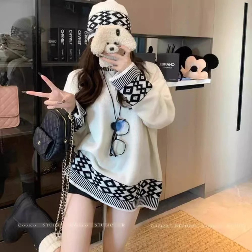 新款高级设计感毛衣秋冬2025秋季奶呼呼软糯宽松少女感慵懒针织衫