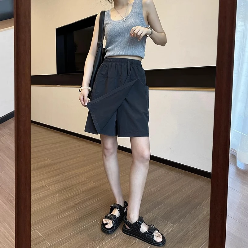 山本工装裙裤女夏季2025新款高腰a字开叉包臀半身裙小个子阔腿裤