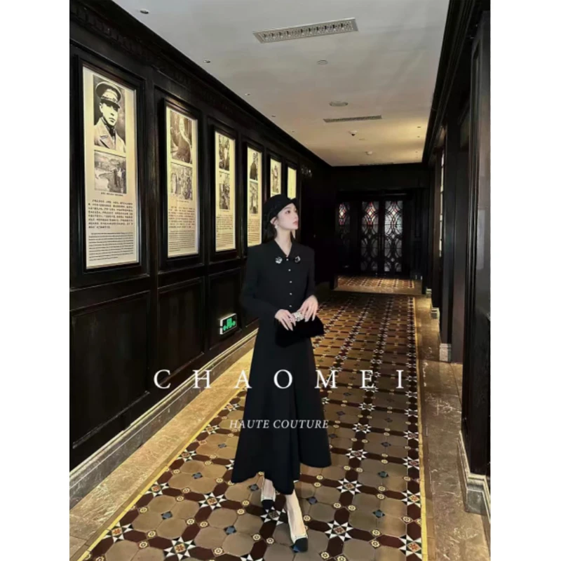 JOJO STUDIO【巴赫旧约】千金风法式黑色轻奢秋冬风衣大衣XMJO110