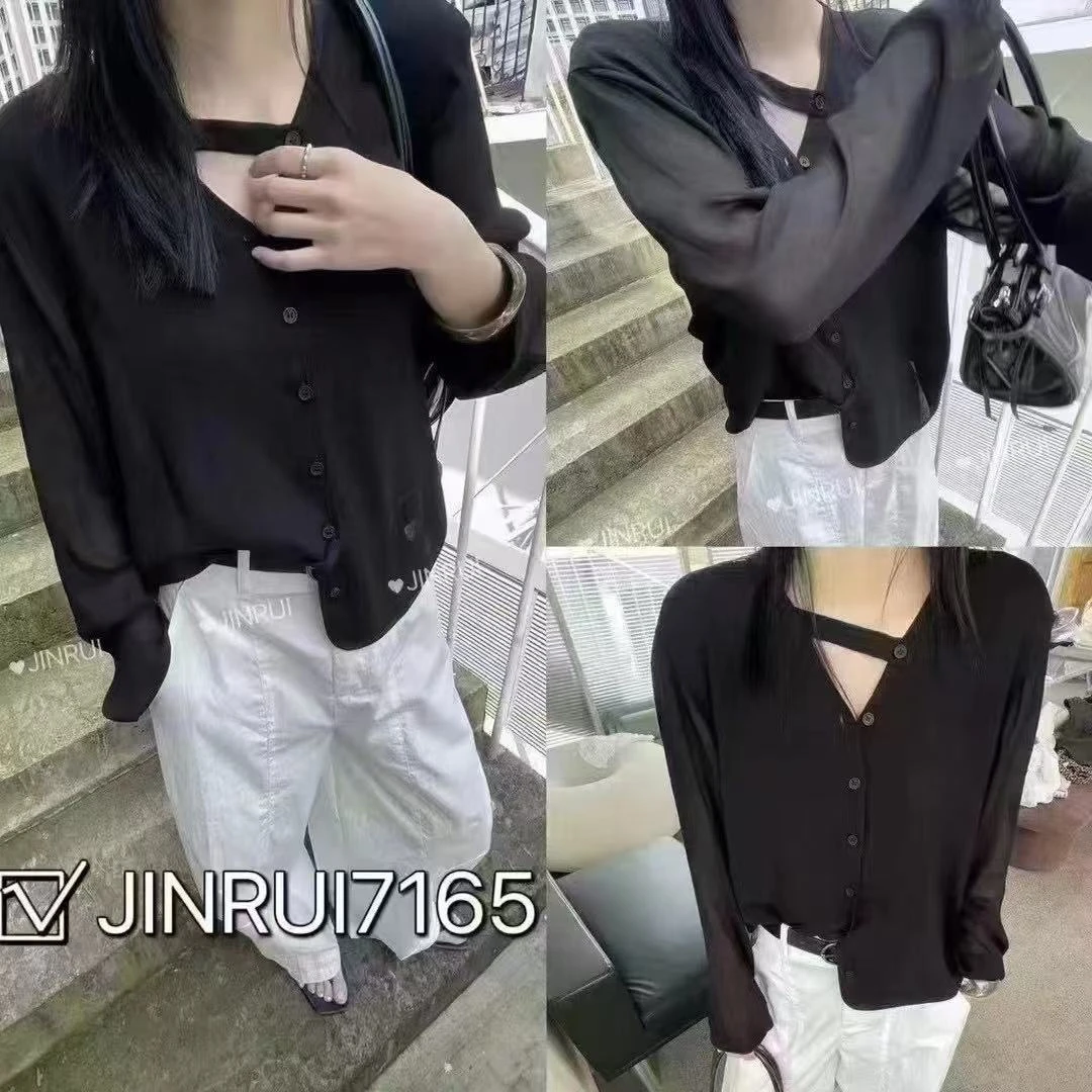 【波波家】新款领斜扣时尚纱衣