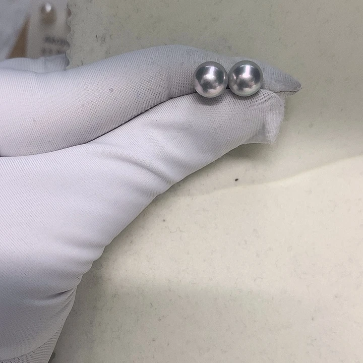 耳钉7.5-8海水珍珠18K金镶嵌