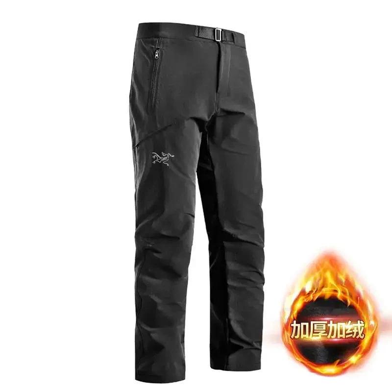 【奥特莱斯】印花鸟软壳长裤男士百搭裤2025秋冬新款加绒加厚直筒裤