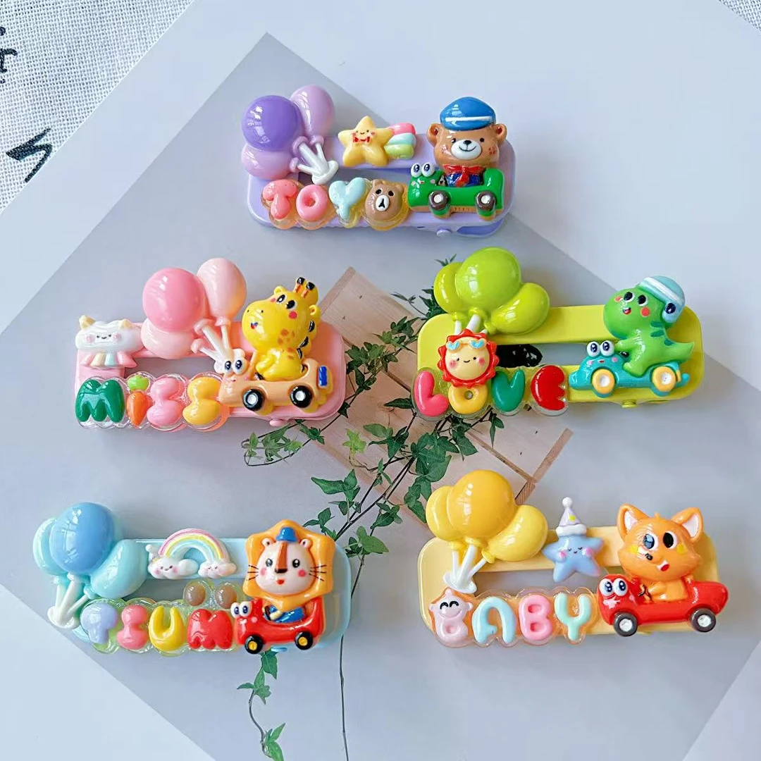 【追气球的小动物】可爱公主卡通不伤发小女孩女童开车儿童节流海夹