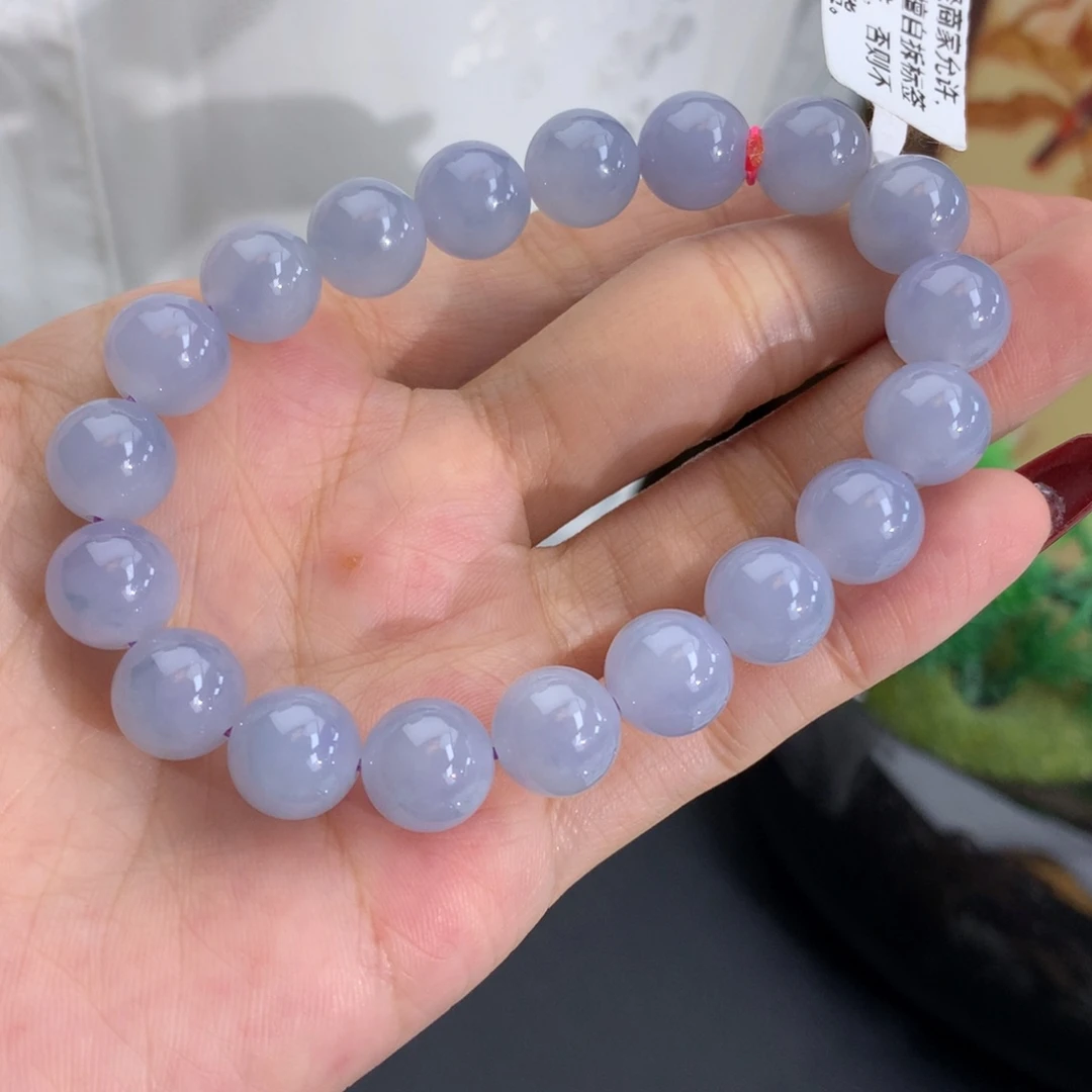 翡翠未镶嵌手串卡10胶润紫手串