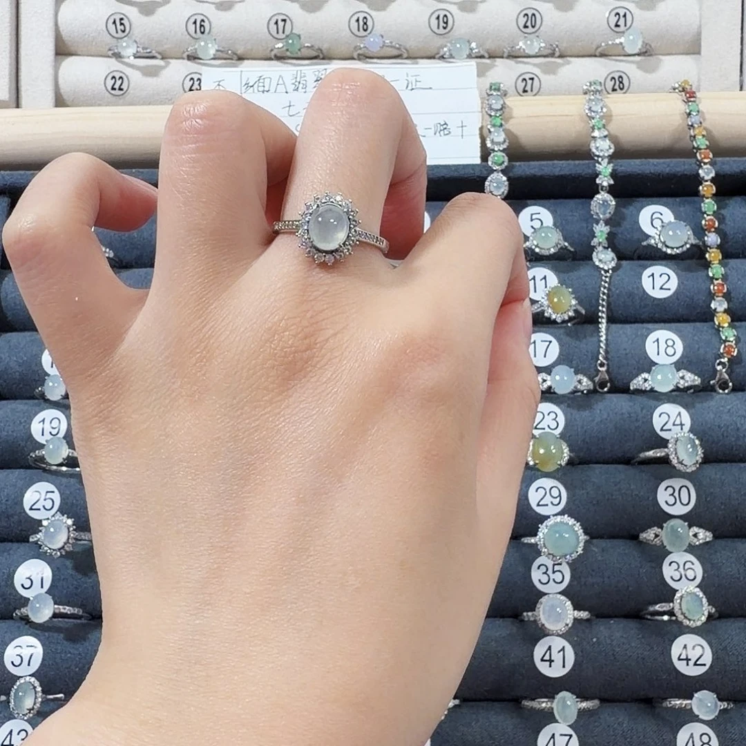 翡翠银S925镶嵌戒指