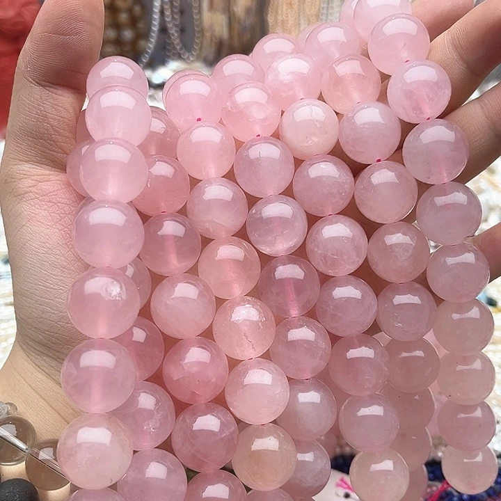 未镶嵌玛瑙/玉髓珠宝半成品一条16mm左右粉晶