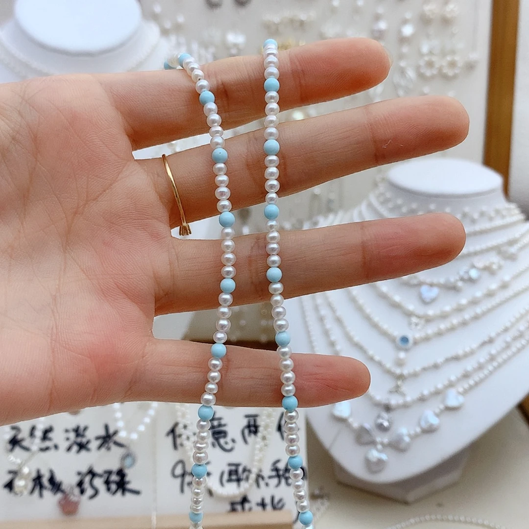 银S925镶嵌淡水珍珠颈饰
