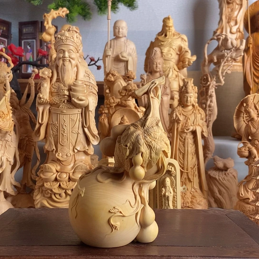 木三**界小叶黄杨木雕满堂葫芦