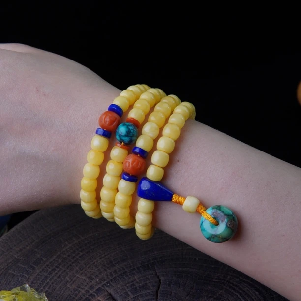 天然蜜蜡108念珠 高端配饰定制款