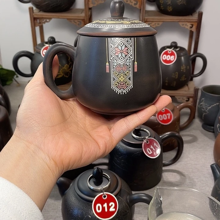 h***a钦州坭兴陶彩绘水杯