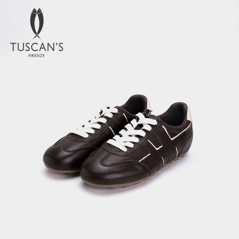TUSCAN'S2025新款时尚复古马皮舒适平底德训鞋休闲女鞋时代双鱼