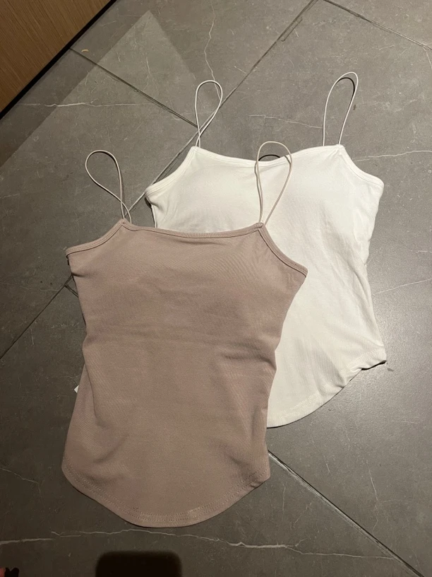 Anhui【带胸垫吊带】新款百搭弹力气质吊带上衣