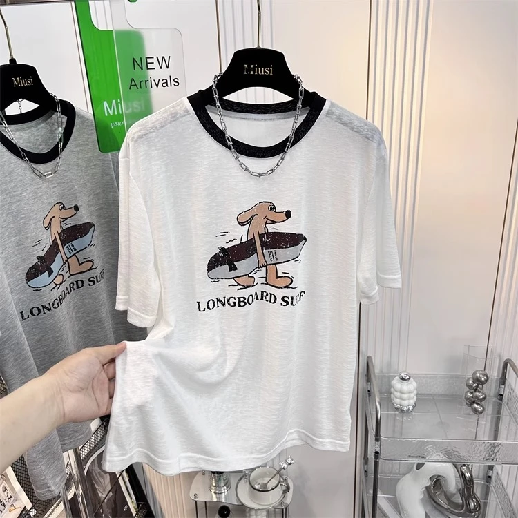 大码胖mm夏季薄款T恤女2025超好看减龄宽松凉快透气绝美短袖