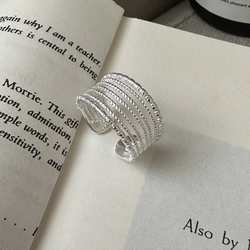 925银戒指 韩版多线宽版条戒时尚穿搭单品1075