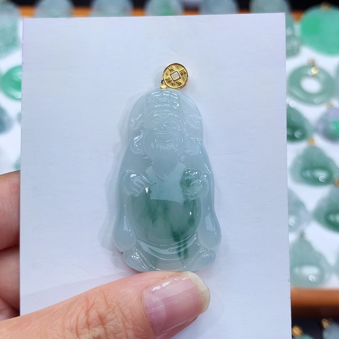 翡翠18K金镶嵌颈饰翡翠吊坠