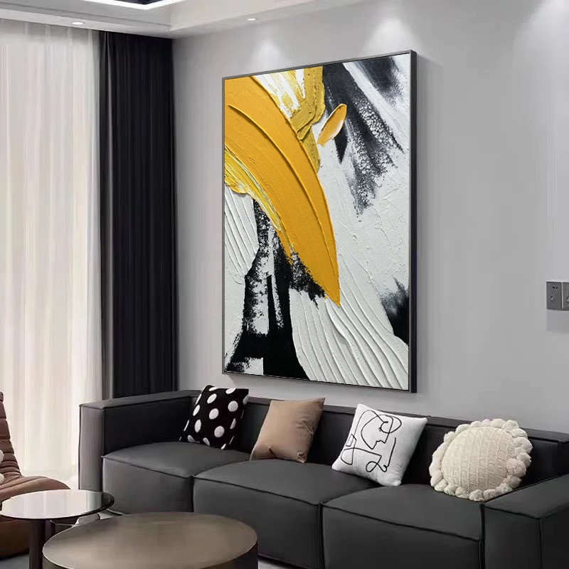 橘势大好-纯手工立体抽象客厅沙发背景肌理画玄关装饰画