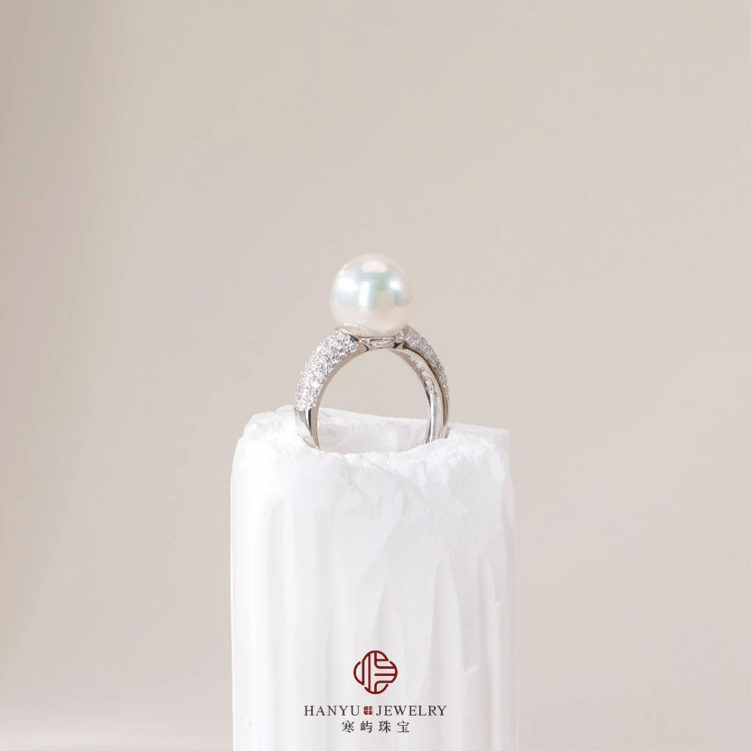 【寒屿珠宝】淡水白色珍珠戒指/10-11mm/s925/气质时尚百搭