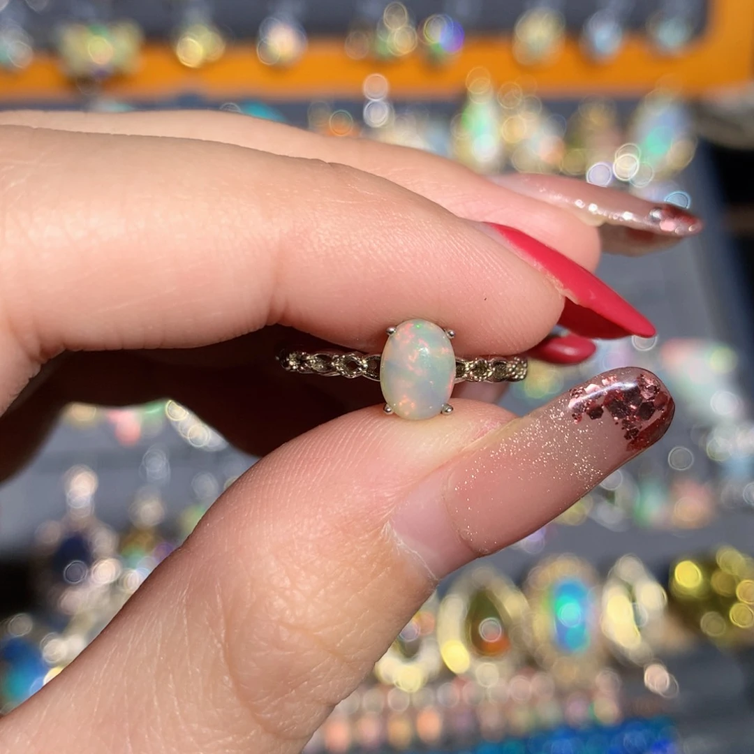 银S925镶嵌欧泊欧泊戒指y