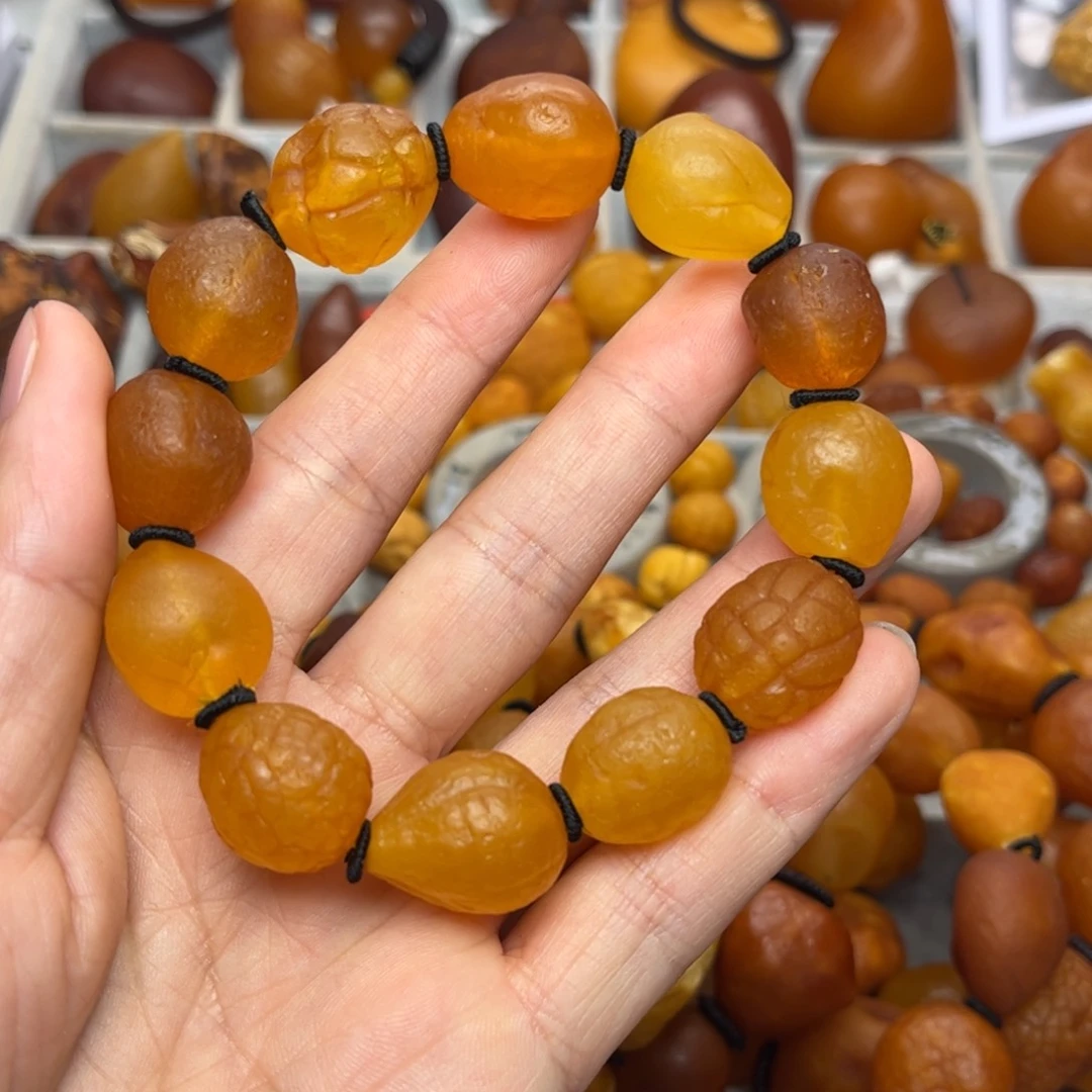 琥珀裸石未镶嵌天然蜜蜡手串