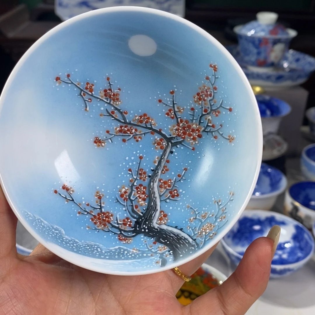 粉彩雪景主人杯杯