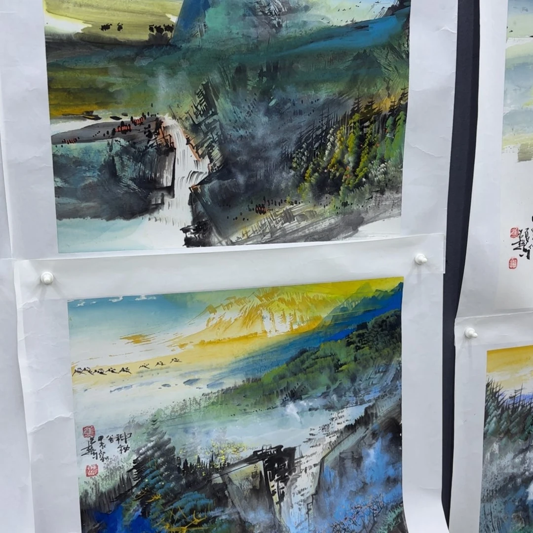 国画s**.斗方焦若松山水