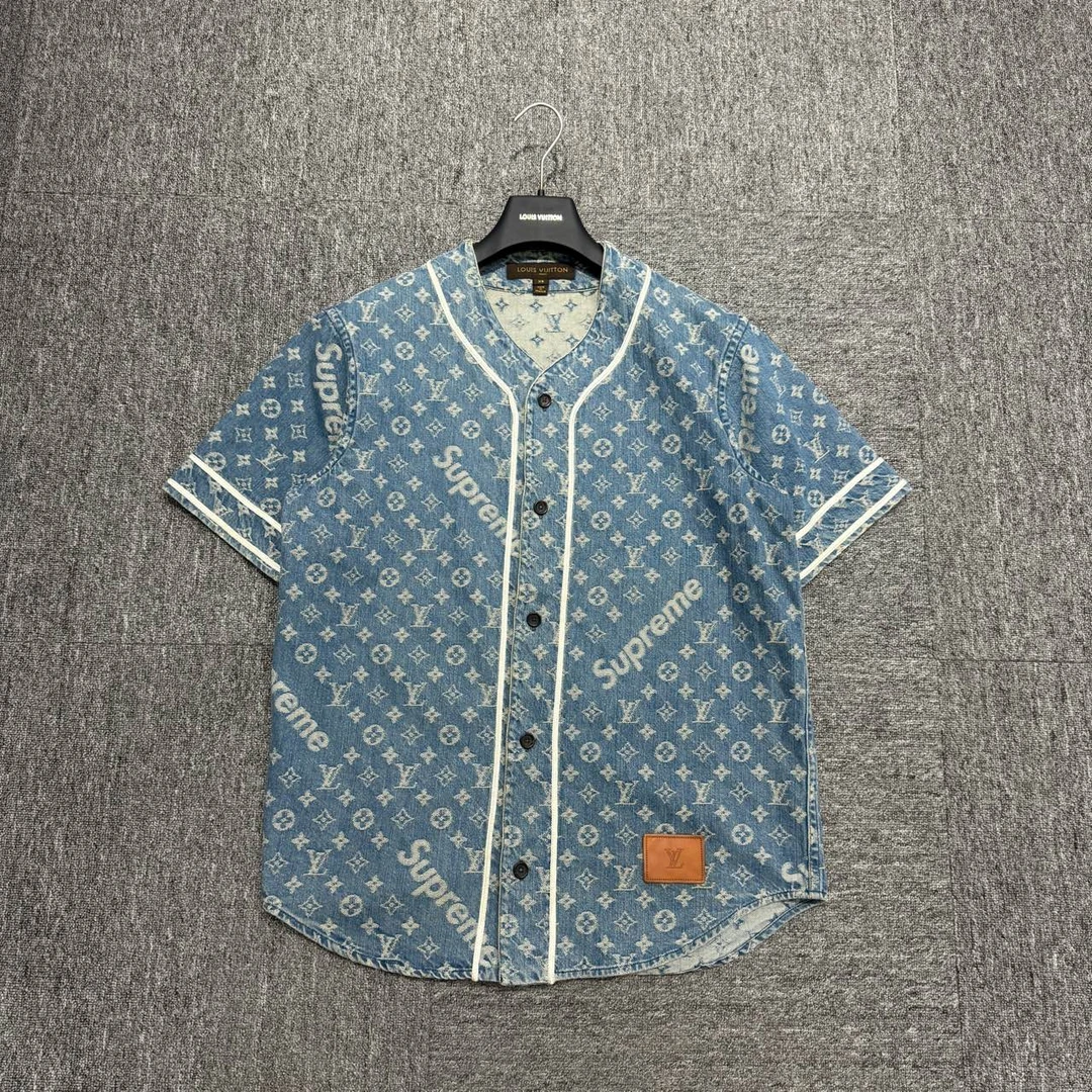99新 LouisVuitton/路易威登 老花 牛仔短袖/xs码/06415