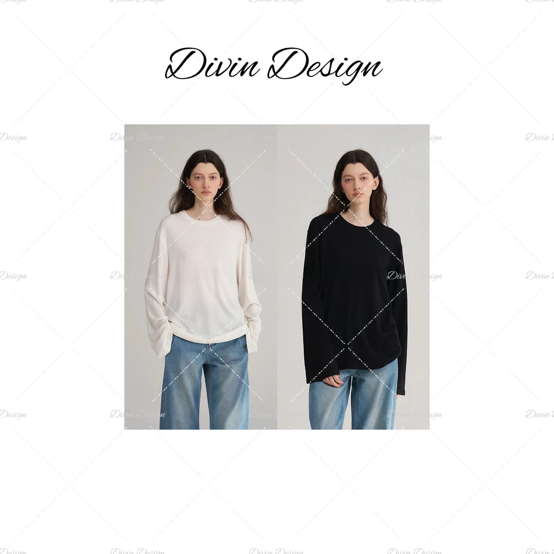 Divin【纸片人3.0】天蚕丝醋酸Row25高配圆领长袖防晒打底 丝滑冰凉