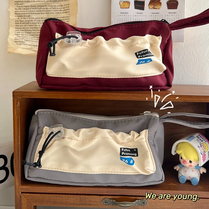 复古笔袋ins风简约小学生女孩初中文具盒铅笔盒女生大学生文具袋