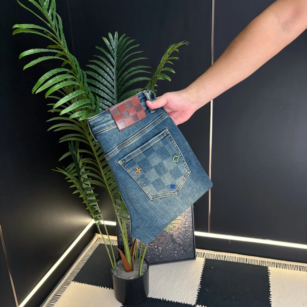 【TT专属】秋冬厚款宝石蓝休闲轻男士牛仔裤时尚弹力小直筒男裤子