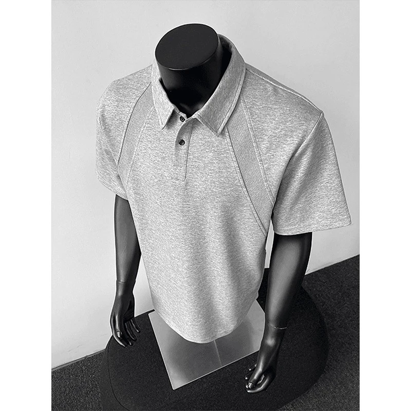 美式重磅空气棉正肩短袖Polo衫男夏季宽松透气cleanfit半袖t恤衫