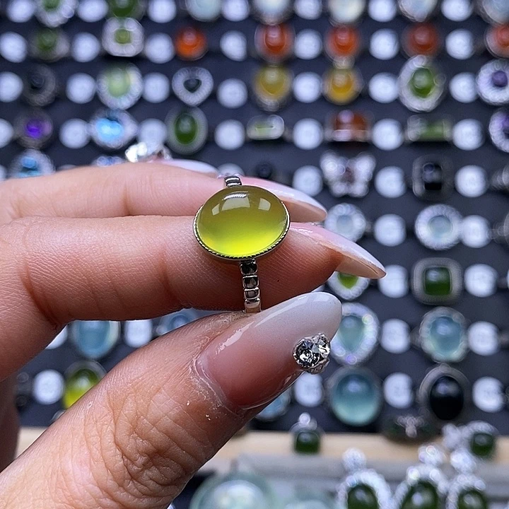 岫玉戒指银S925镶嵌夕*✨