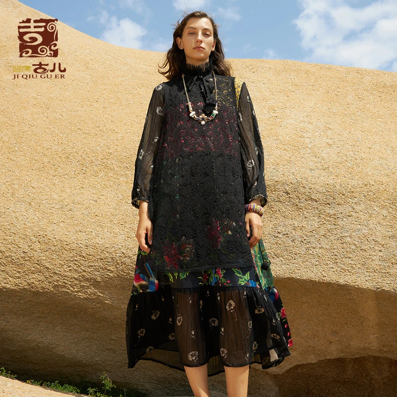 吉丘古儿女装坎肩立领马甲罩衫中式复古休闲宽松提花马夹G213Y014