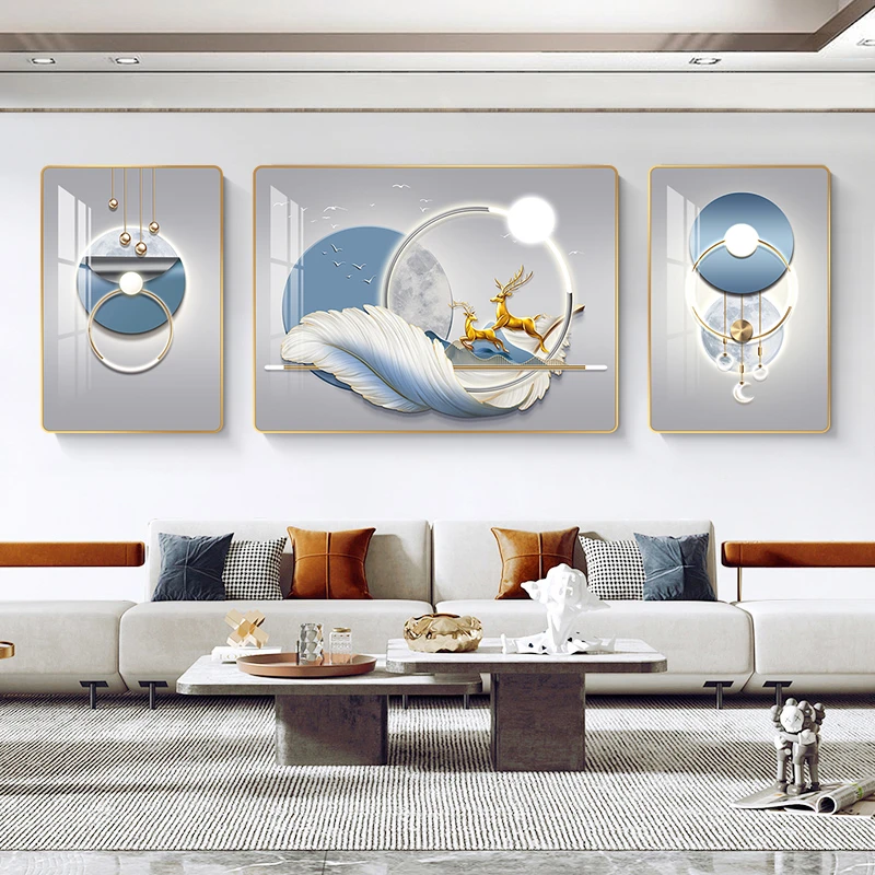 A03现代装饰画福鹿相伴客厅沙发装饰挂画高级感墙面壁画