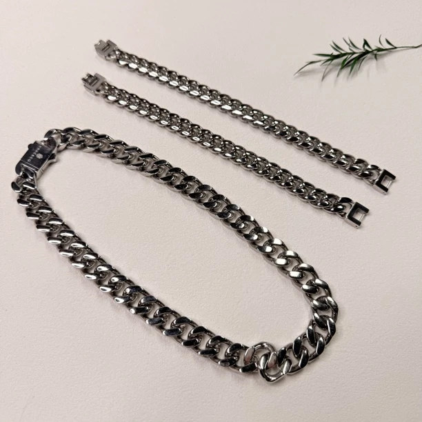 铜合金项链 【六六中古】孤品个性项链套装ty2187链长45手围18