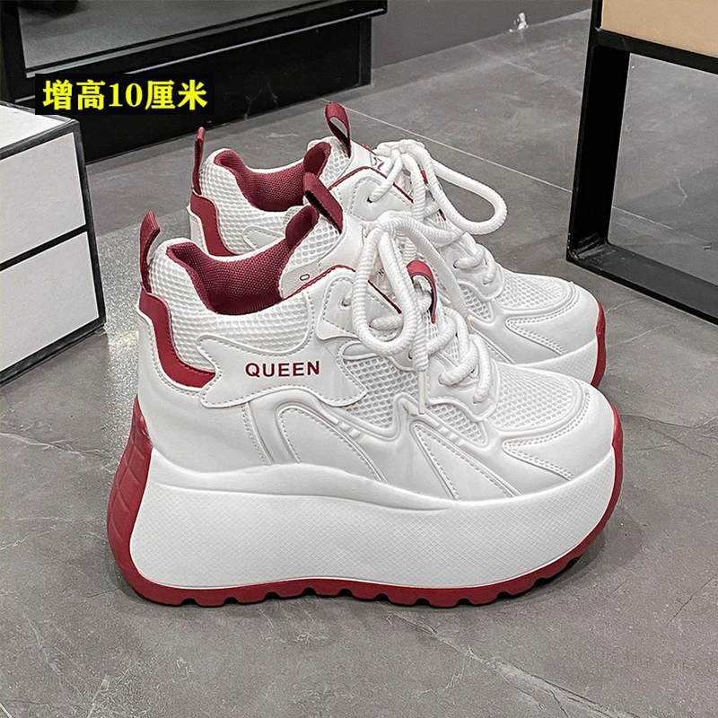 10cm内增高厚底老爹鞋女2025春季新款时尚百搭透气松糕休闲阿甘鞋