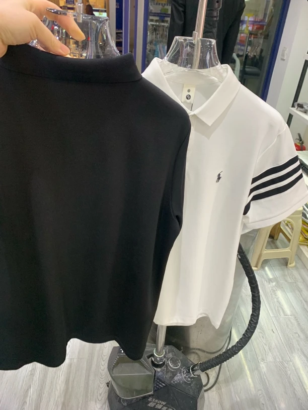 扎染短袖刺绣青春活力夏季Polo衫t恤男士抽绳ins风休闲时尚黑白