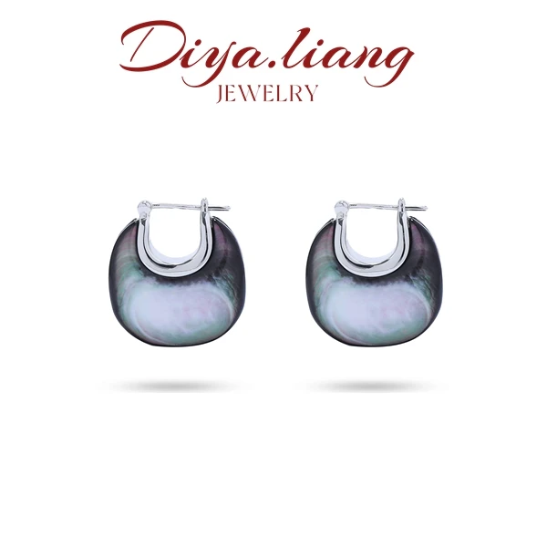 925银耳饰 梁雅帝七夕专属【大女人极光几何鲍鱼贝】气质纯银耳饰