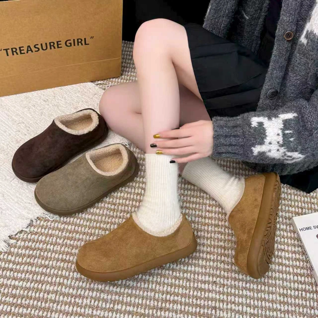 加绒棉鞋女秋冬韩版ins潮百搭防滑面包鞋居家外穿阔腿裤必备鞋