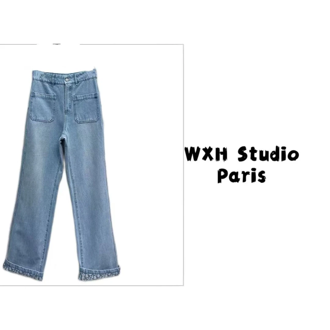 佳佳专属DD25新款进口丹宁冰蓝牛仔裤