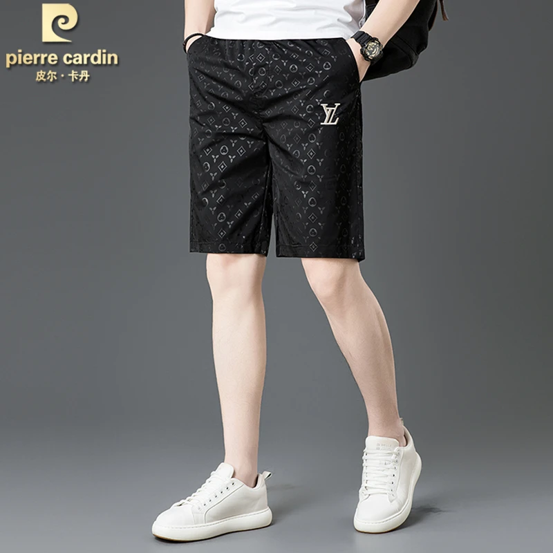 皮尔卡丹高档轻奢休闲短裤男士百搭潮流新款时尚舒适速干印花品牌
