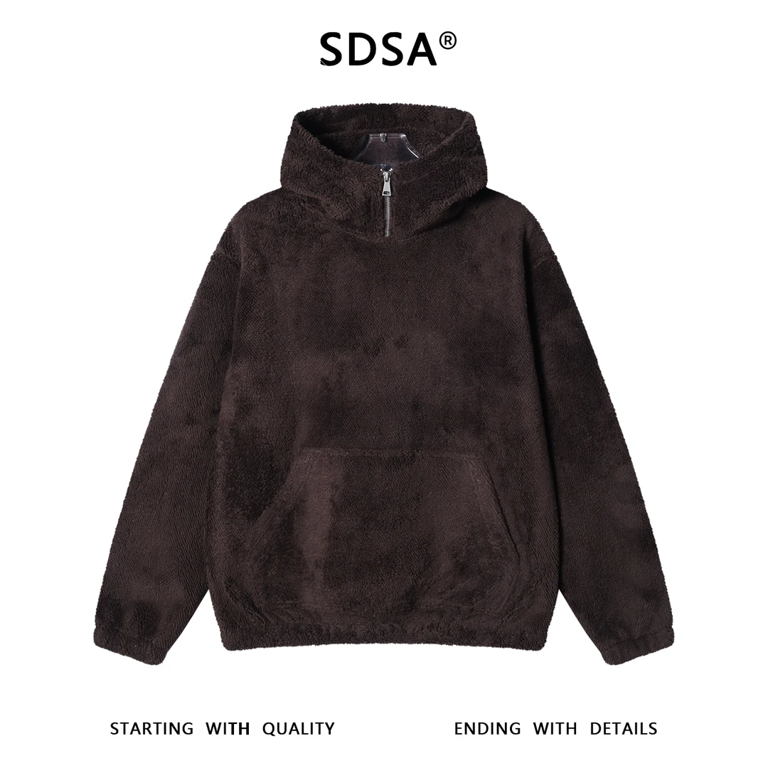 SDSA男士秋冬新款痞帅男装韩版纯色拉链立领连帽卫衣百搭套头上衣