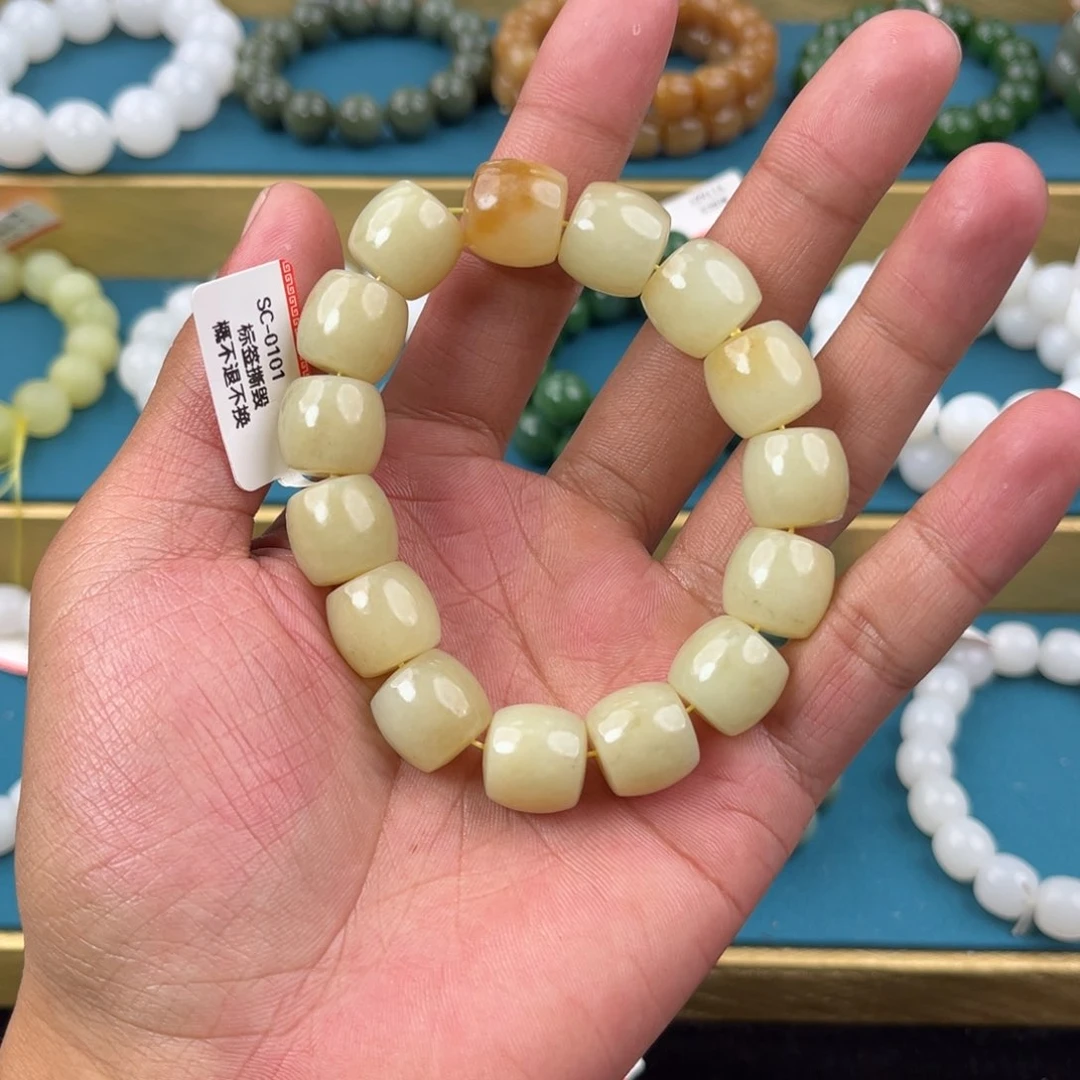 手串未镶嵌和田玉纯天然新疆和田玉且末糖白14直切