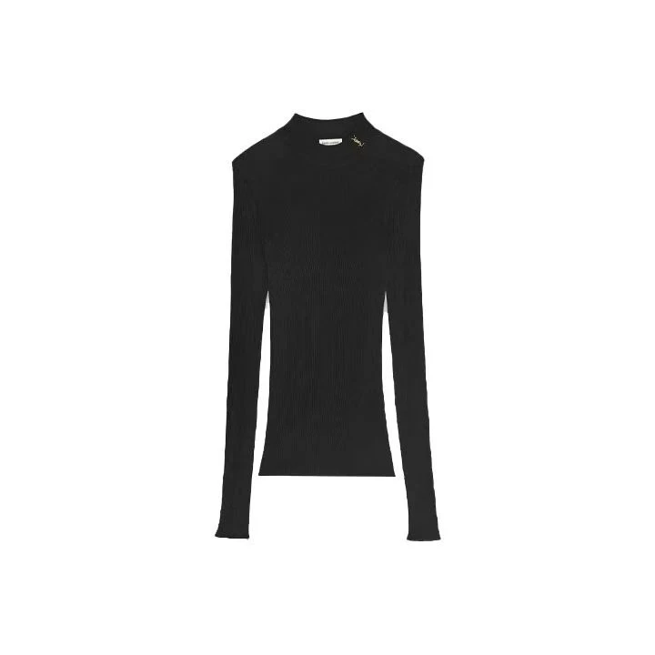 未使用 YSL/圣罗兰 半高领金标针织衫 黑色/L